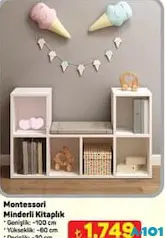 FLY MOBİLYA MONTESSORİ MİNDERLİ KİTAPLIK 100X60X30 CM fiyat ve kampanya bilgisi